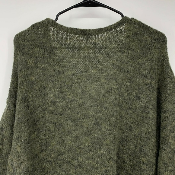 Free People Sweater Women Small Green V Neck Pullover Oversized Knit Long Sleeve - Picture 7 of 8